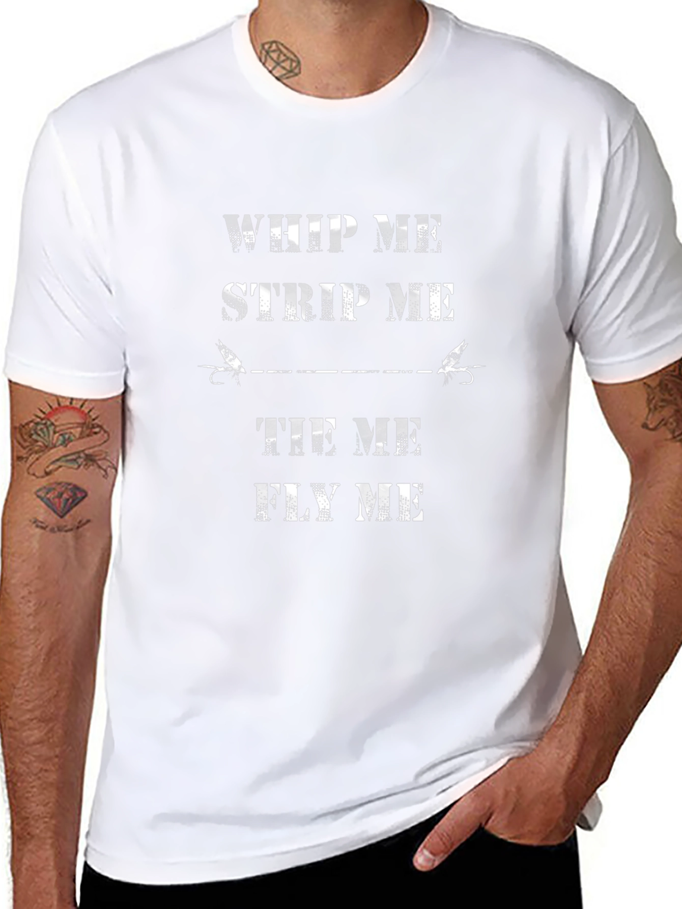 Camiseta Negra con Diseño de Pesca con Mosca