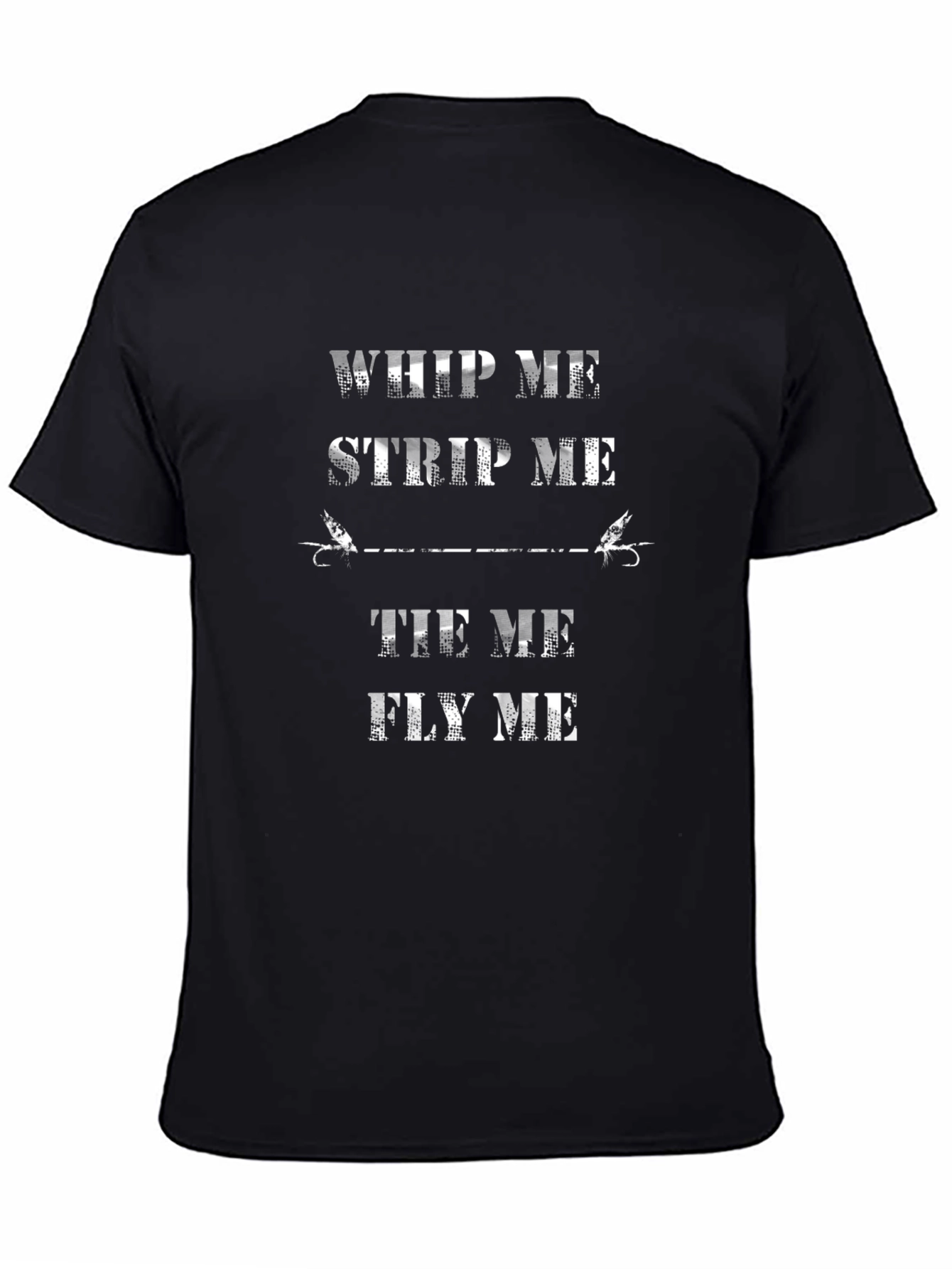 Camiseta Negra con Diseño de Pesca con Mosca