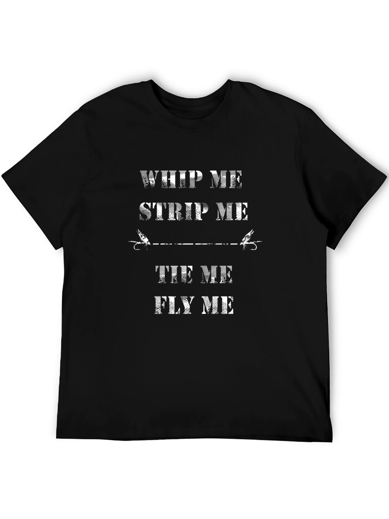 Camiseta Negra con Diseño de Pesca con Mosca