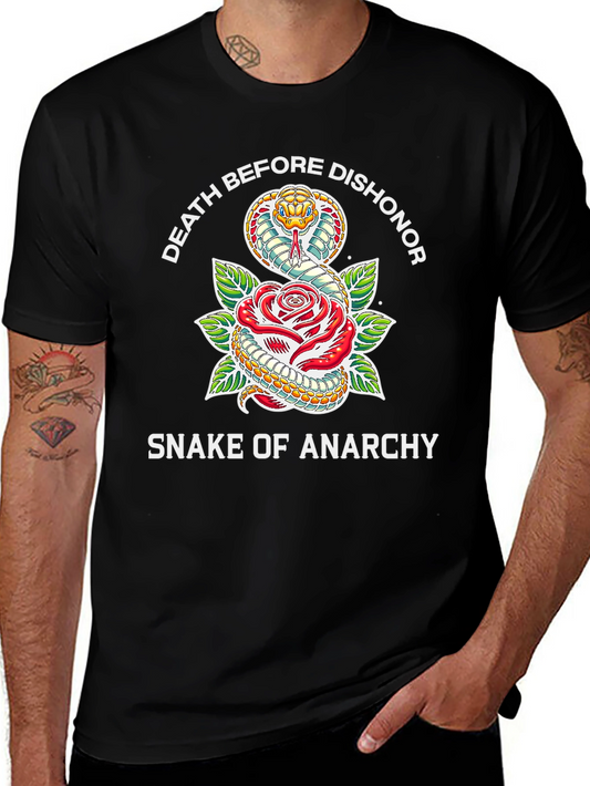 Camiseta Negra: Serpiente y Rosa - Anarquía
