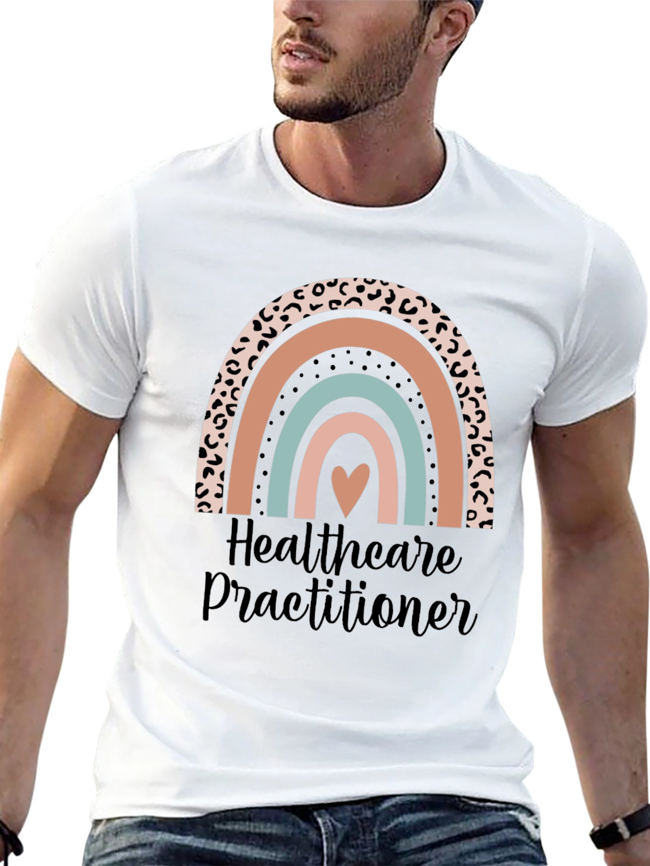 Healthcare Practitioner Rainbow Heart Graphic Tee