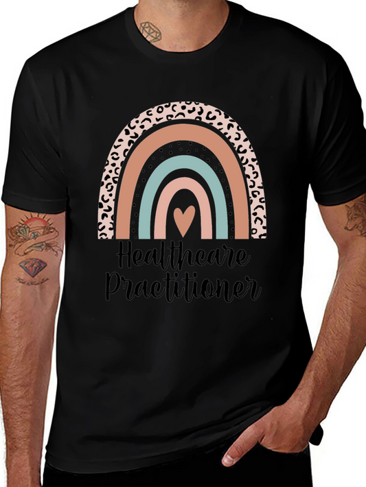 Healthcare Practitioner Rainbow Heart Graphic Tee