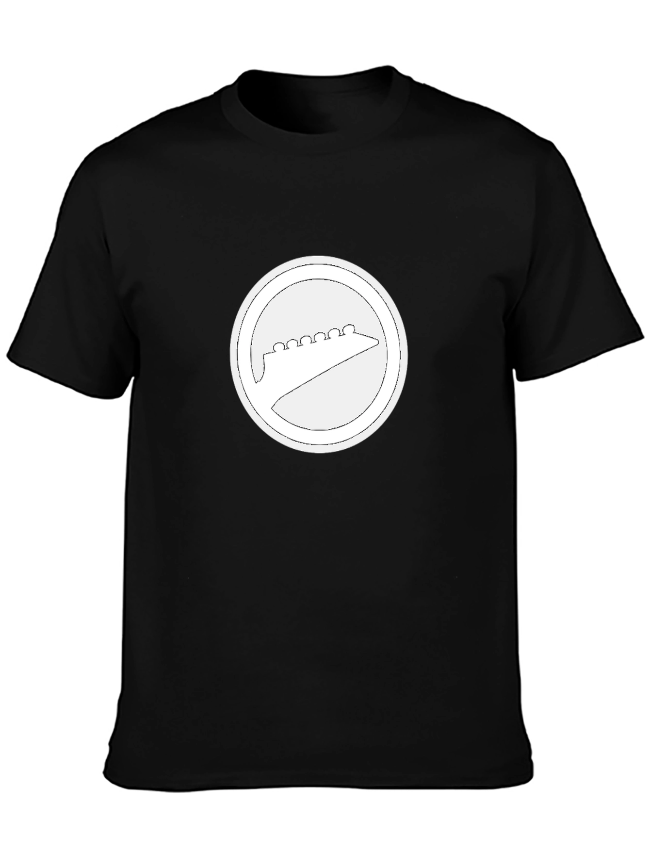 Camiseta Negra con Diseño Circular Abstracto