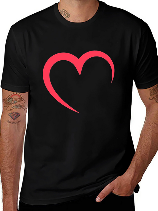 Camiseta Negra Corazón Rosa para Hombre