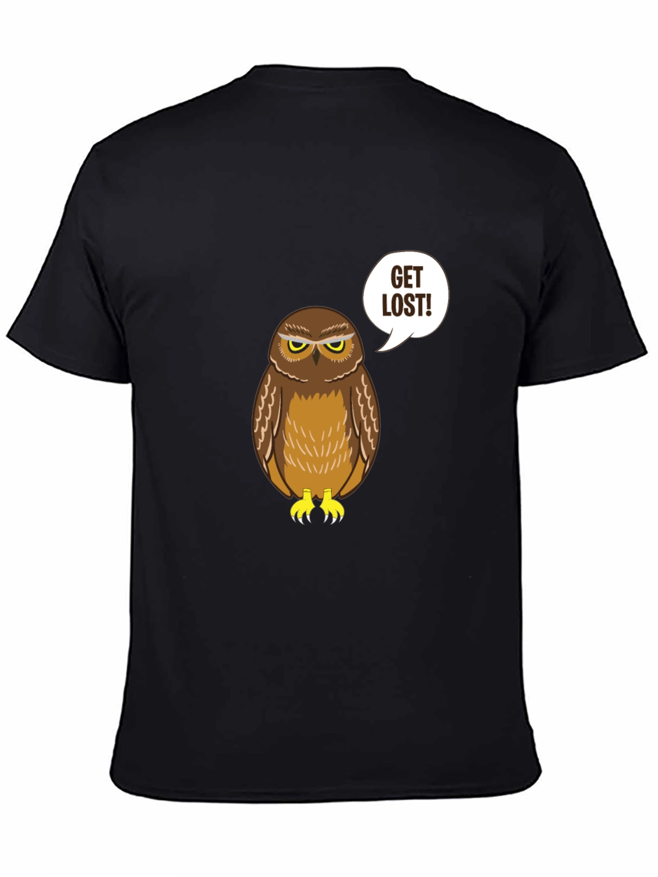 Camiseta Negra con Búho ¡Piérdete!