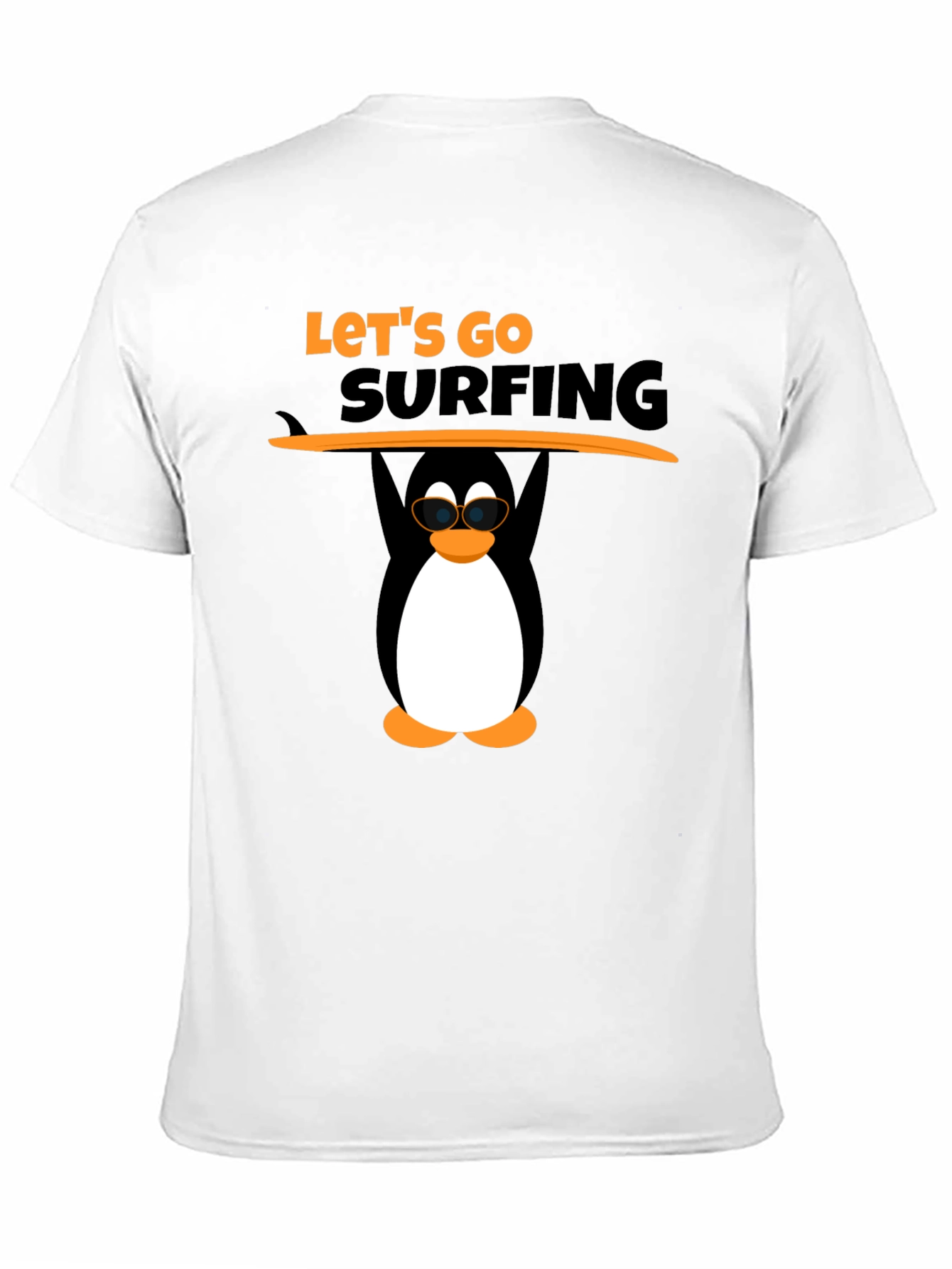 Camiseta Negra Surf Pingüino Divertido