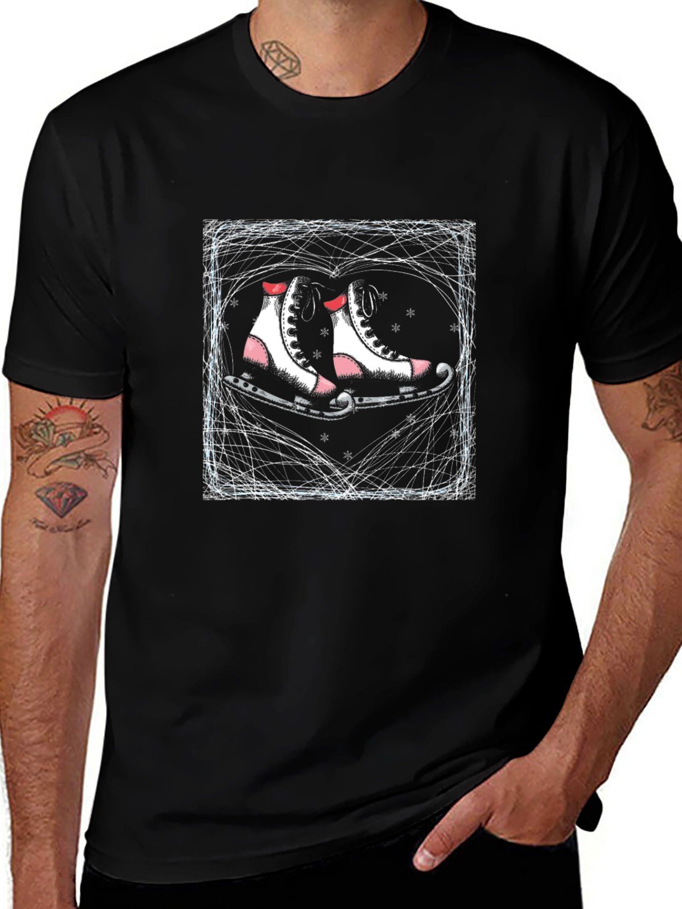 Camiseta Negra con Patines Artísticos Románticos