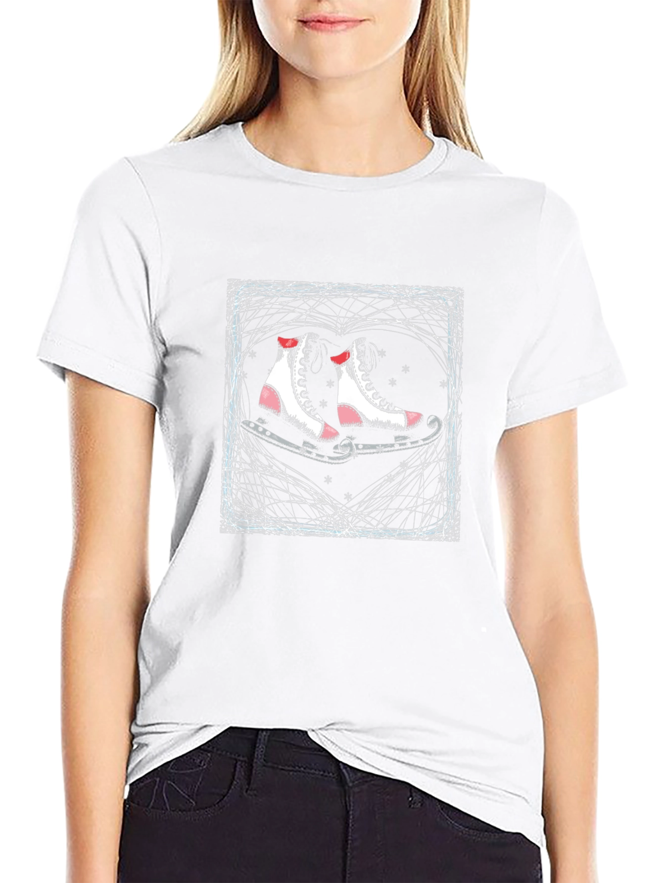 Camiseta Negra con Patines Artísticos Románticos