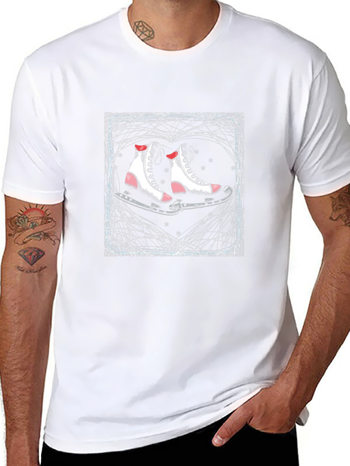 Camiseta Negra con Patines Artísticos Románticos