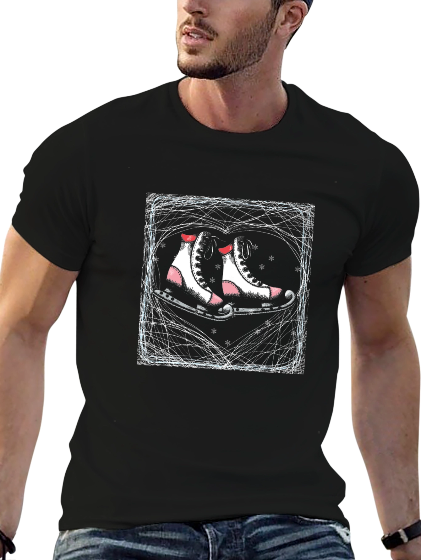 Camiseta Negra con Patines Artísticos Románticos