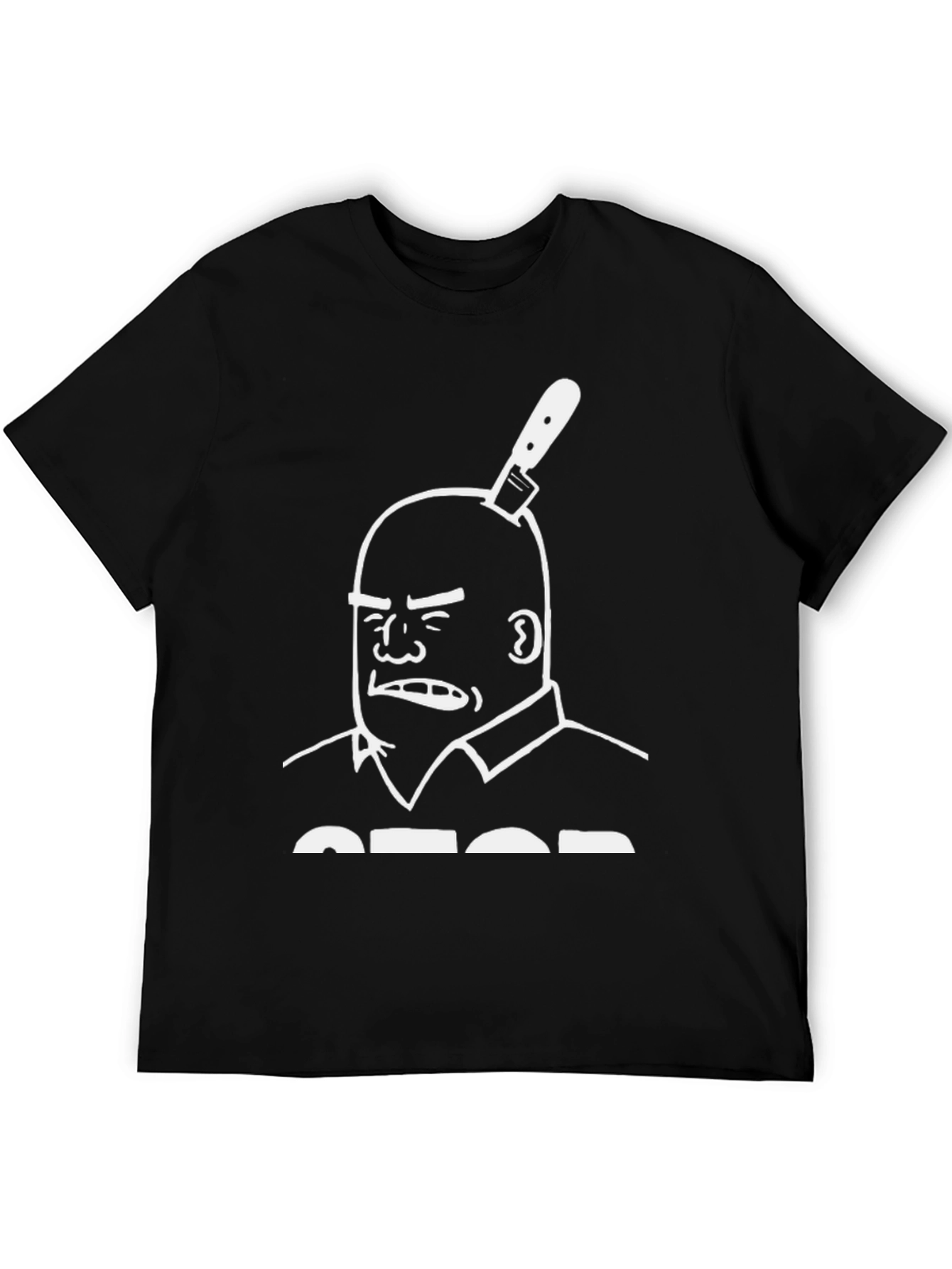 Camiseta Negra Estampada Cabeza Cuchillo