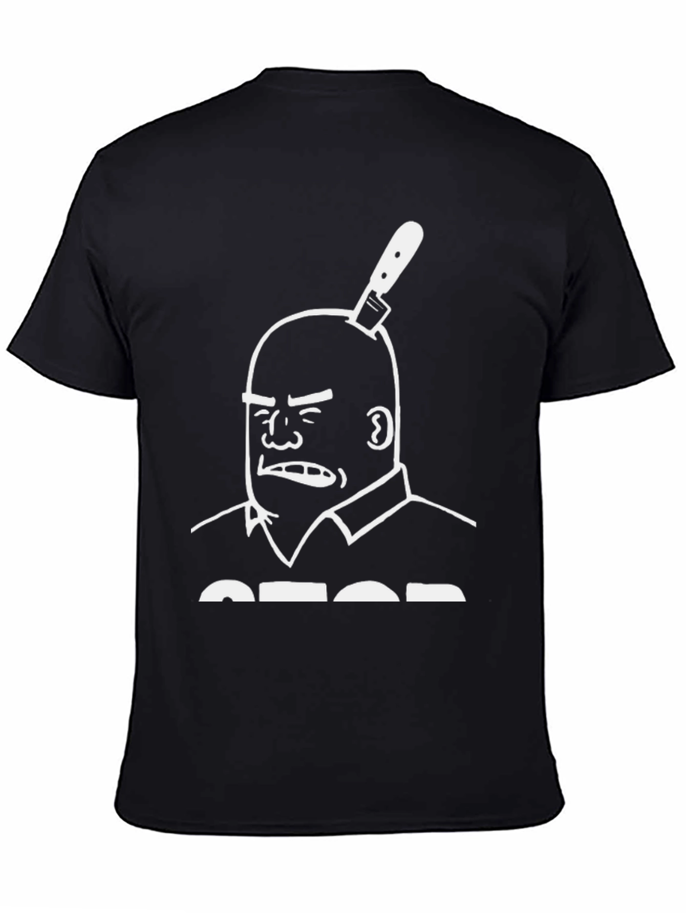 Camiseta Negra Estampada Cabeza Cuchillo