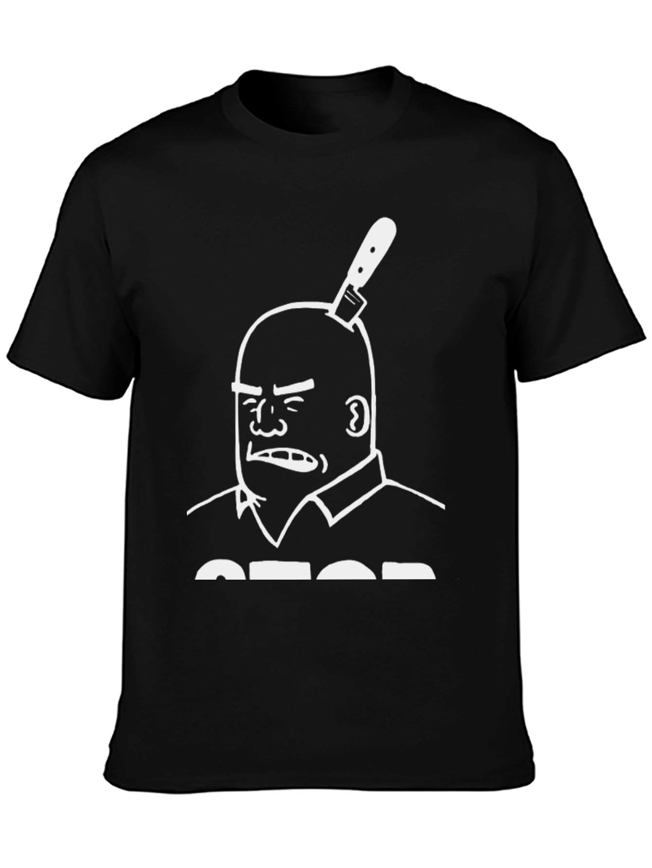 Camiseta Negra Estampada Cabeza Cuchillo