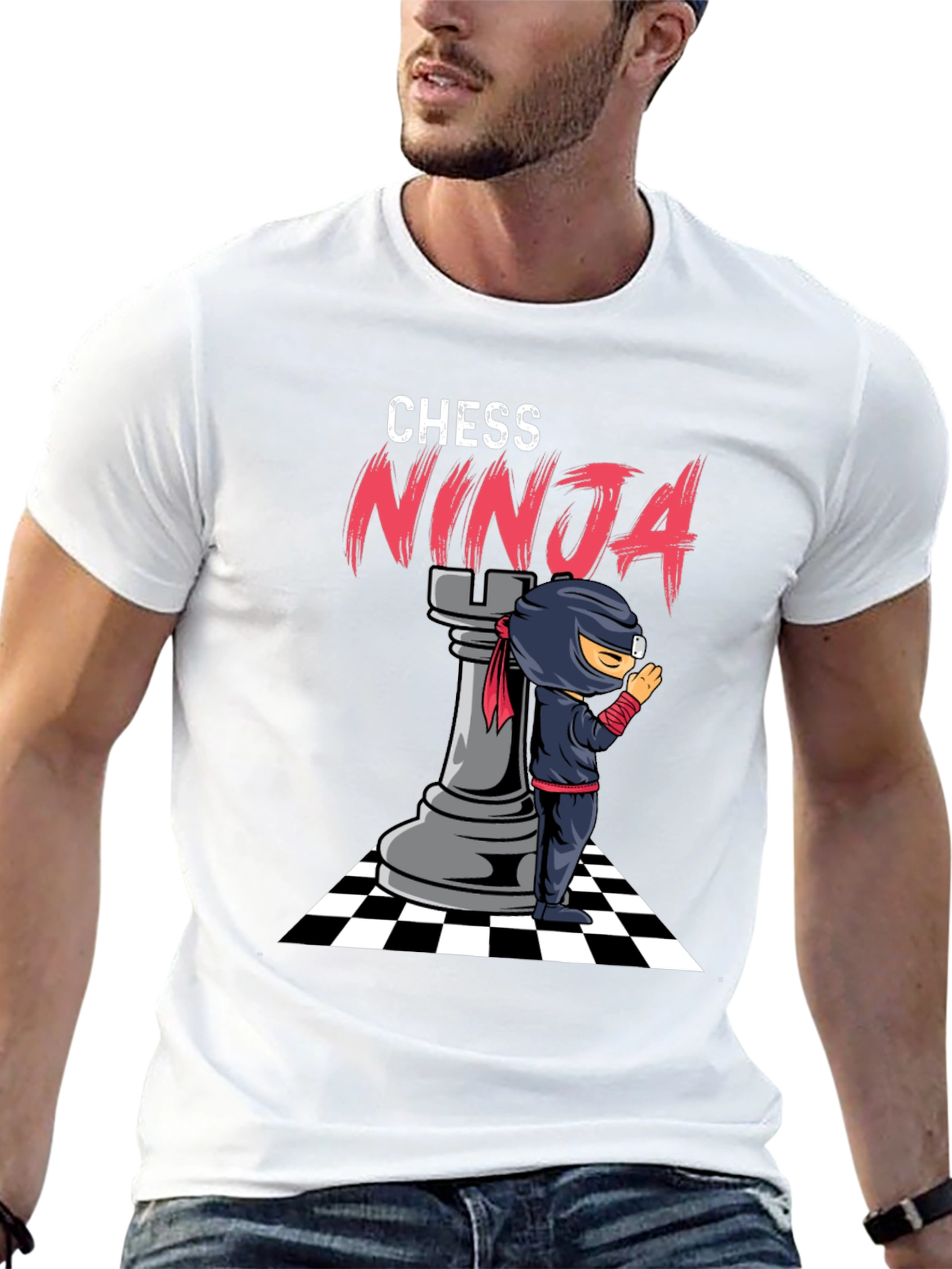 Camiseta Negra Ajedrez Ninja Hombre