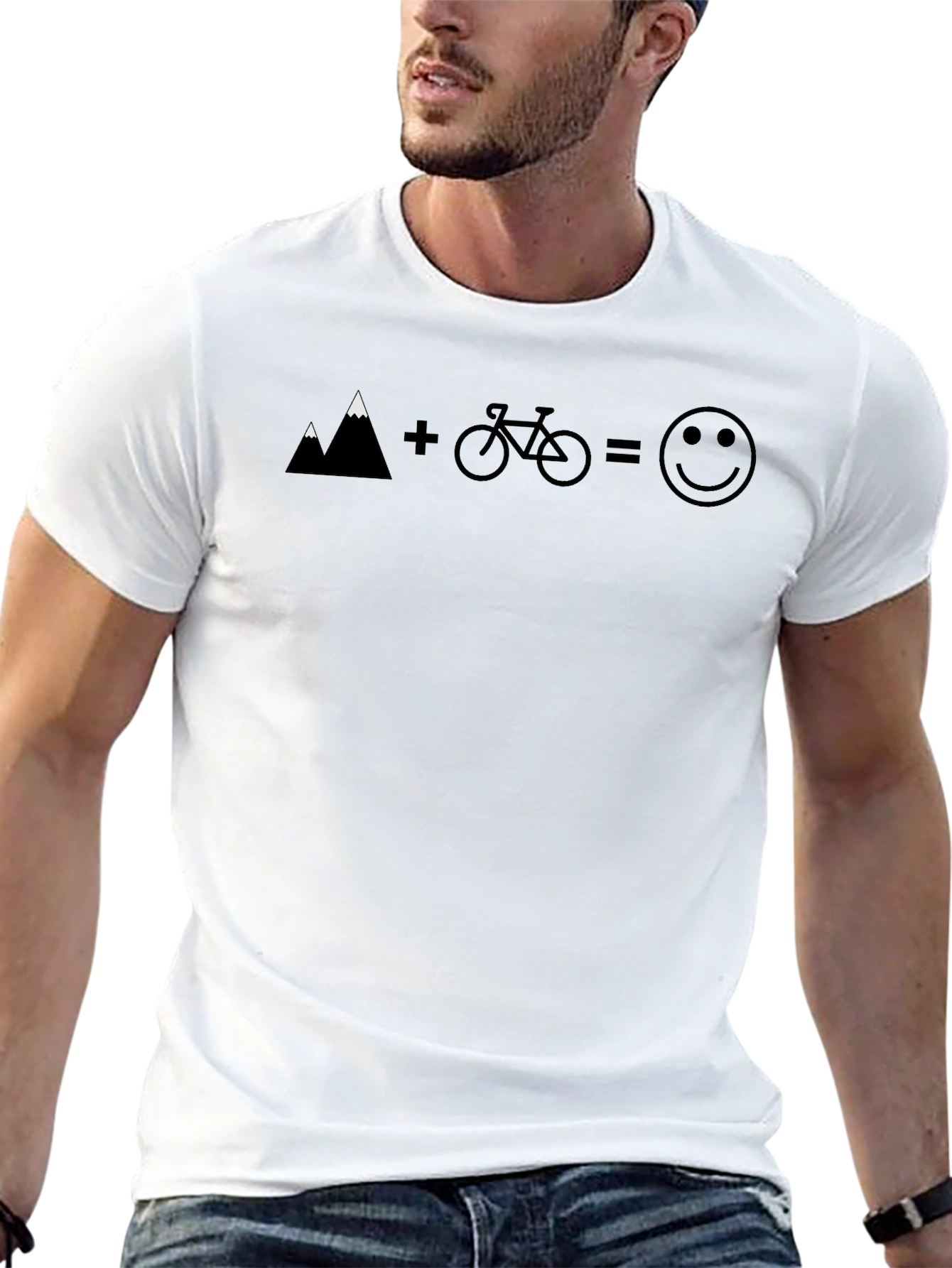 Camiseta Hombre Montaña Bici Felicidad Casual
