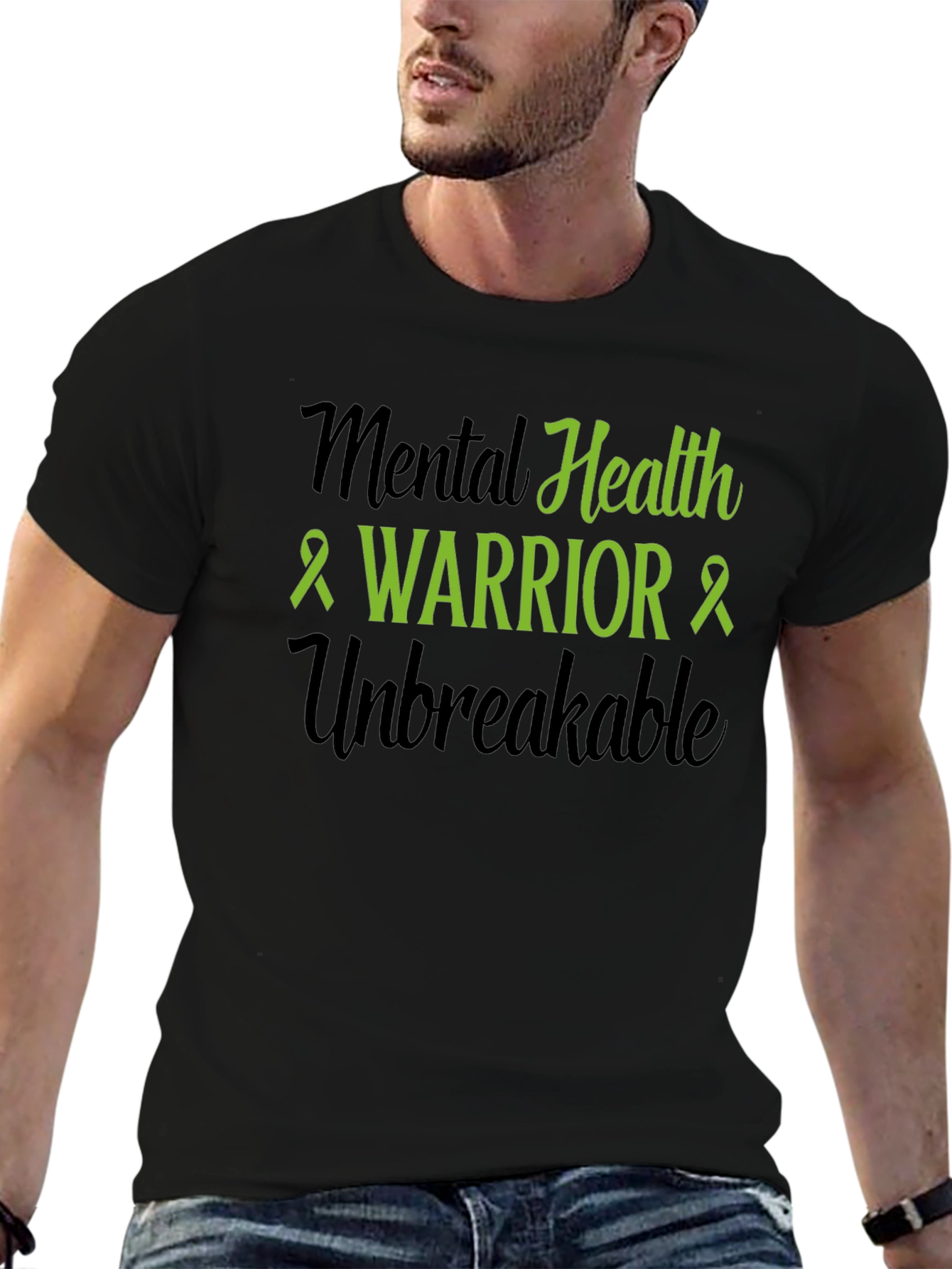 Camiseta Negra: Guerrero de la Salud Mental Unbreakable
