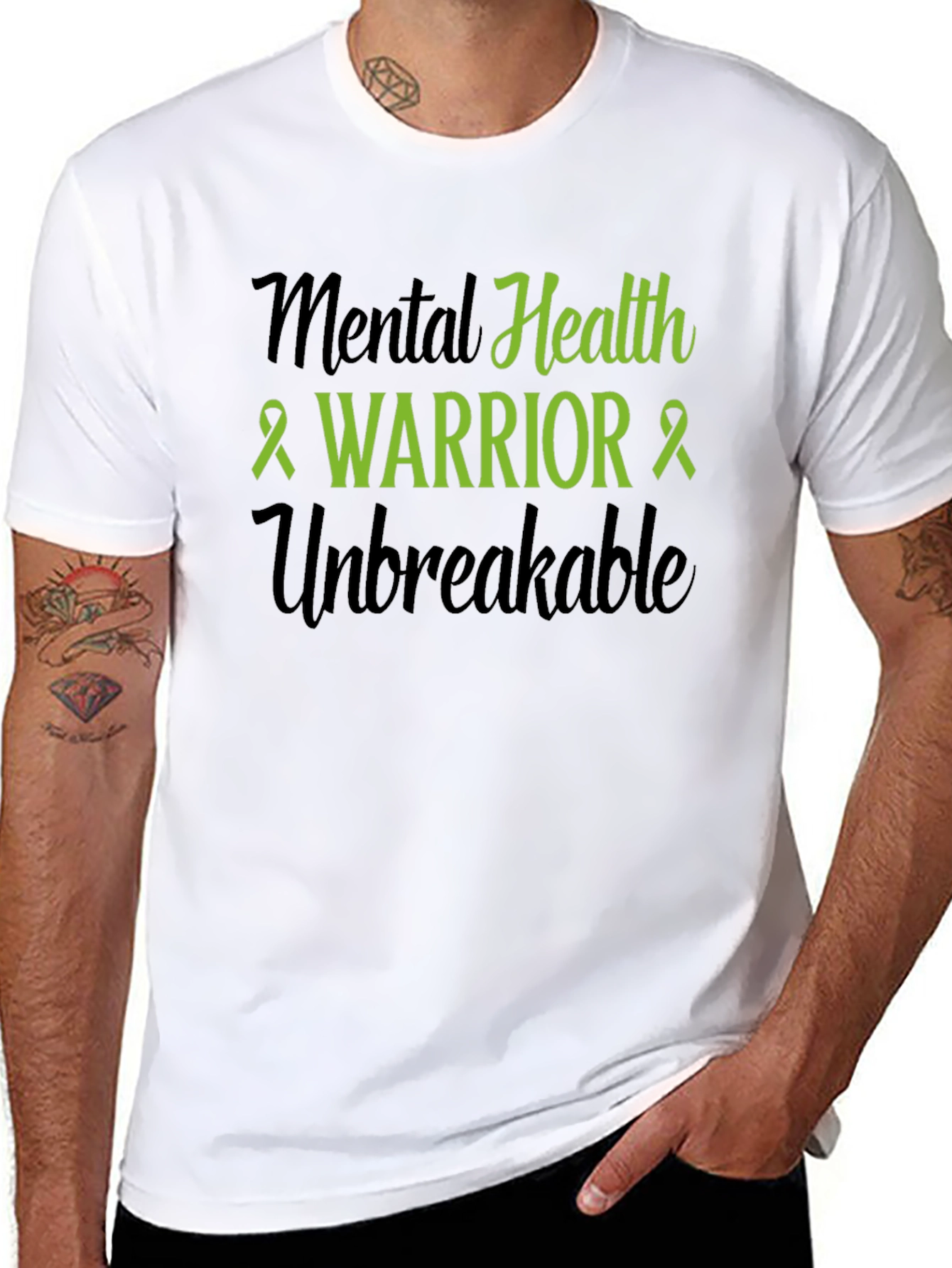 Camiseta Negra: Guerrero de la Salud Mental Unbreakable