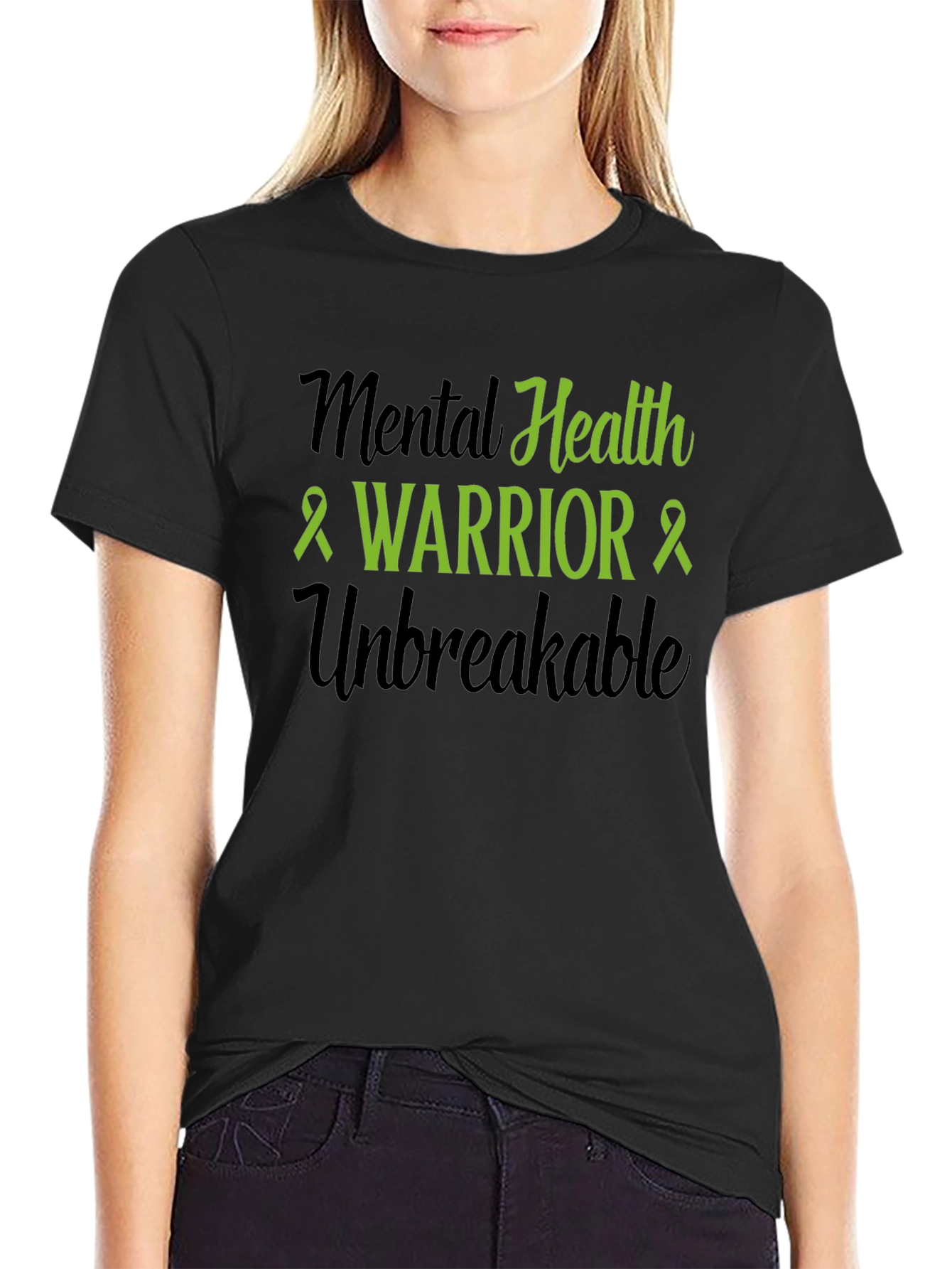 Camiseta Negra: Guerrero de la Salud Mental Unbreakable