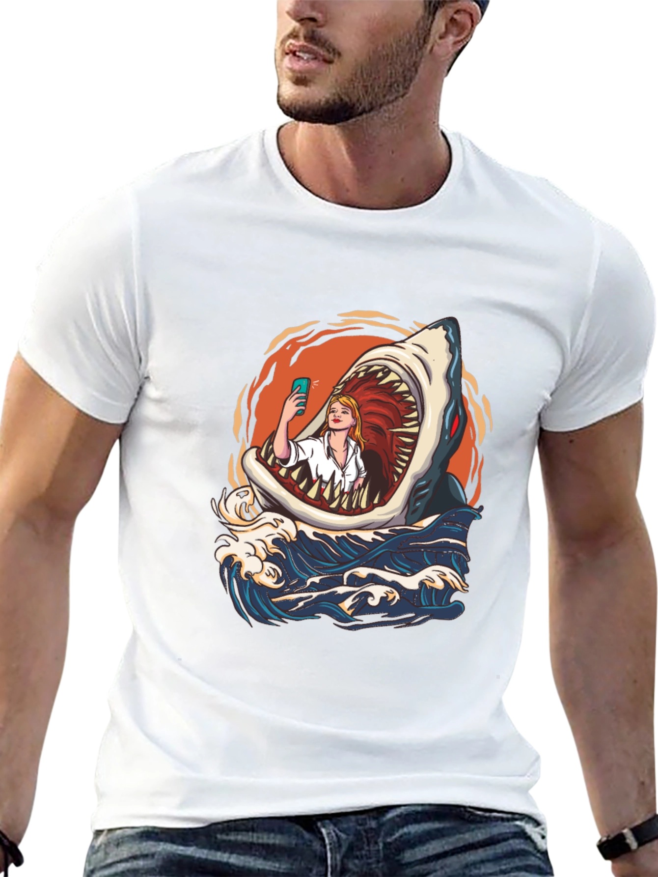 Camiseta Tiburón Selfie - Diseño Único