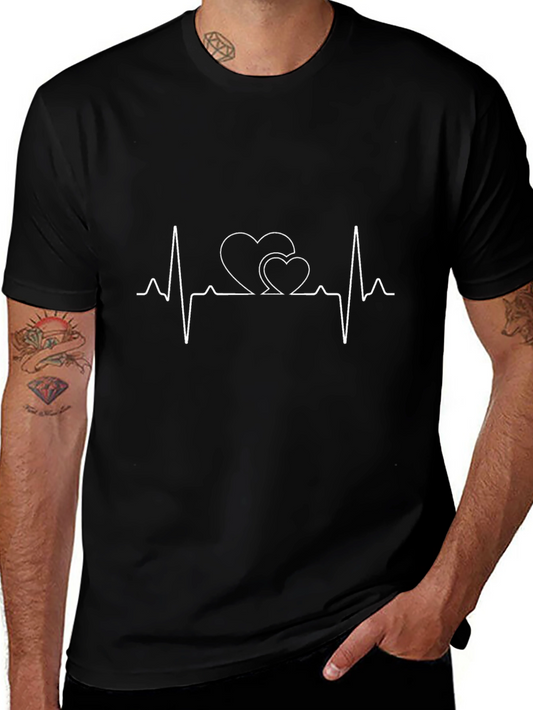 Camiseta Negra Corazón Latido Amor