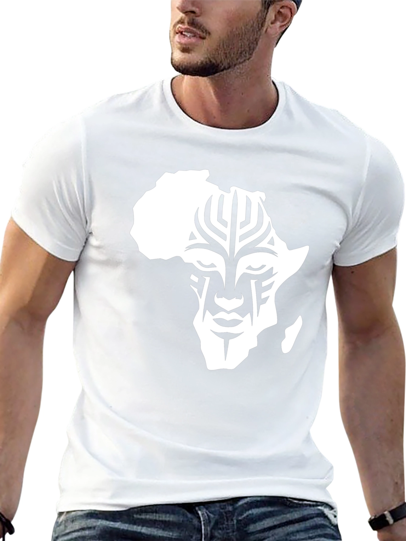 Camiseta Hombre Negra con Diseño África Tribal