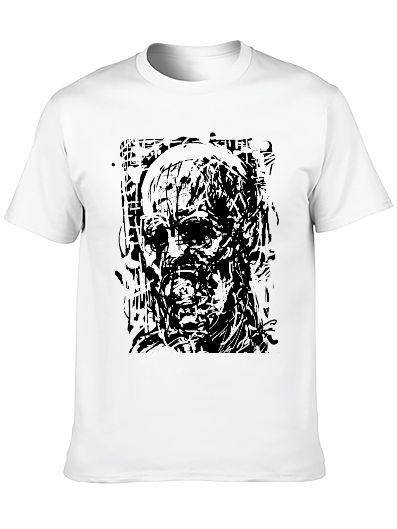 Camiseta Negra Estampada Abstracta Hombre