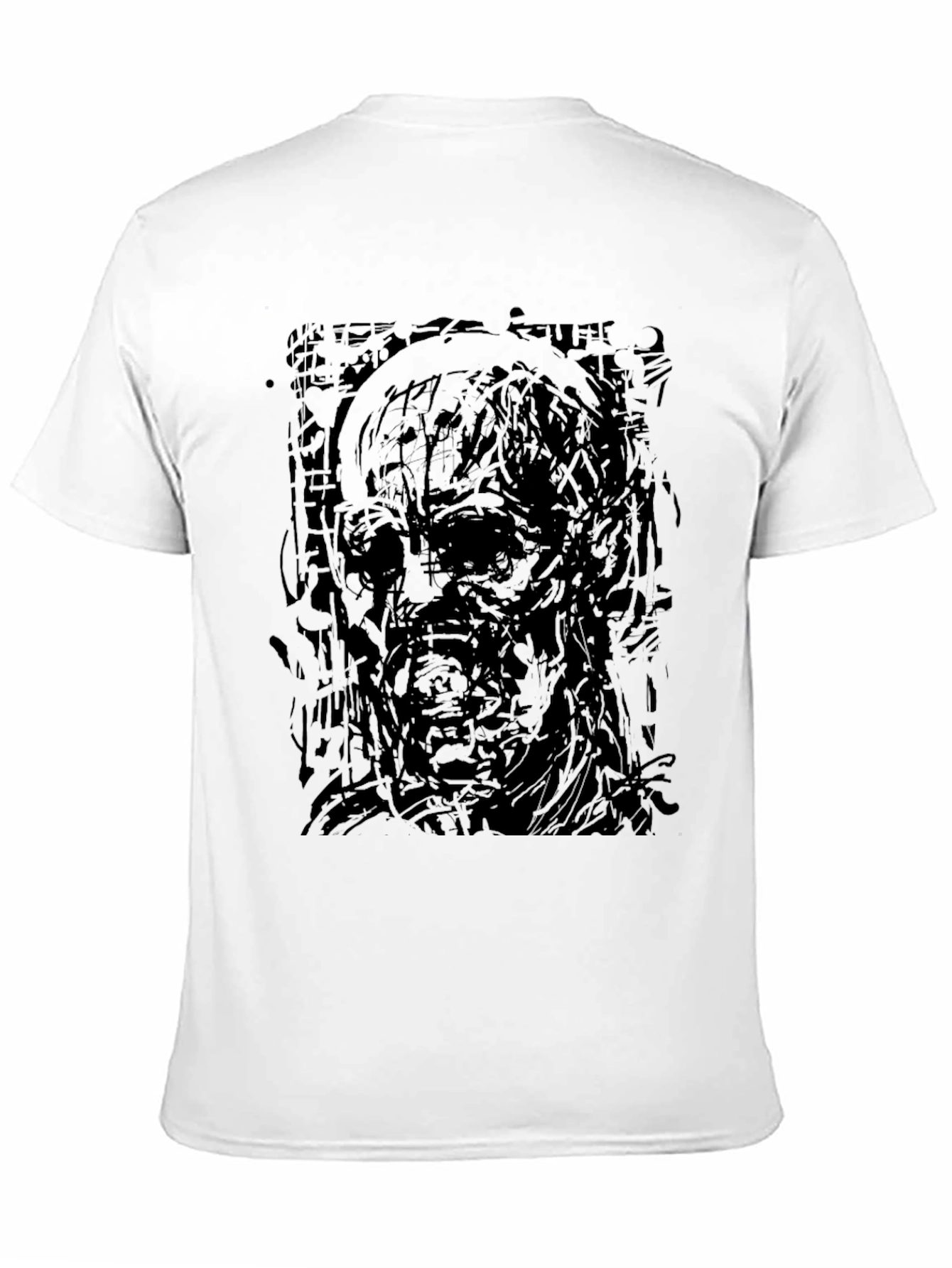 Camiseta Negra Estampada Abstracta Hombre