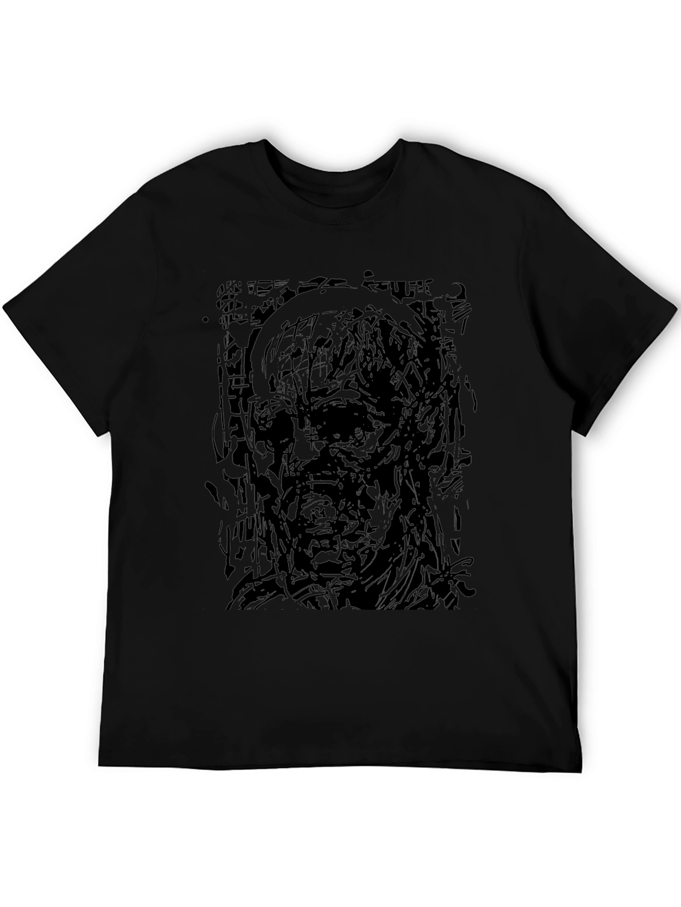 Camiseta Negra Estampada Abstracta Hombre