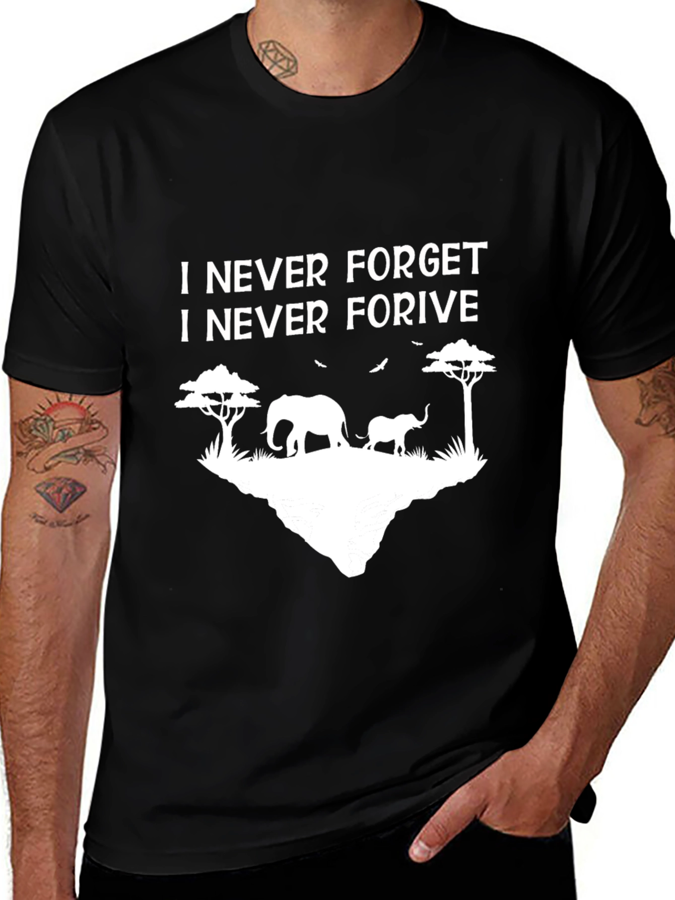 Camiseta Negra Nunca Olvido Nunca Perdono
