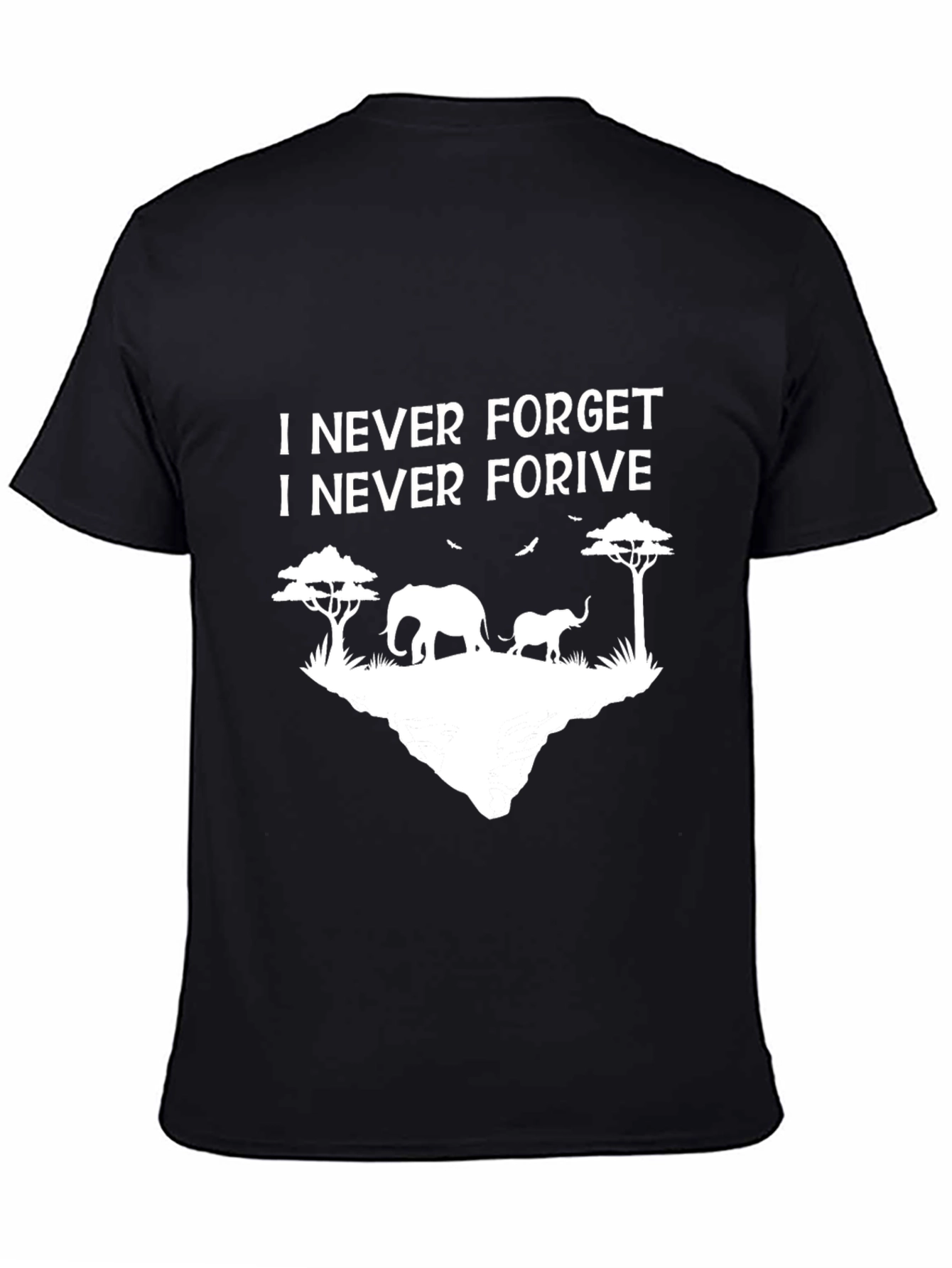 Camiseta Negra Nunca Olvido Nunca Perdono