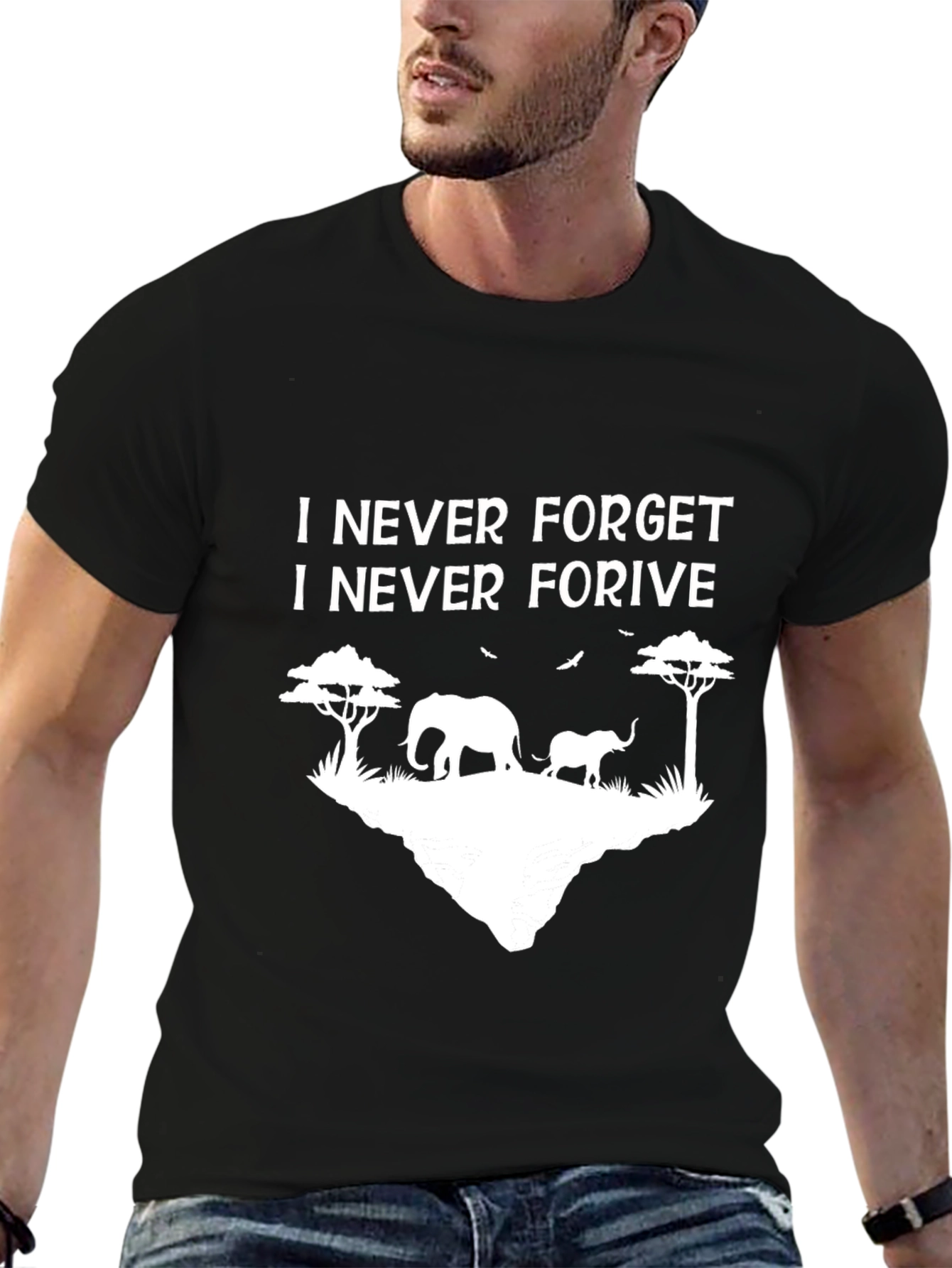 Camiseta Negra Nunca Olvido Nunca Perdono
