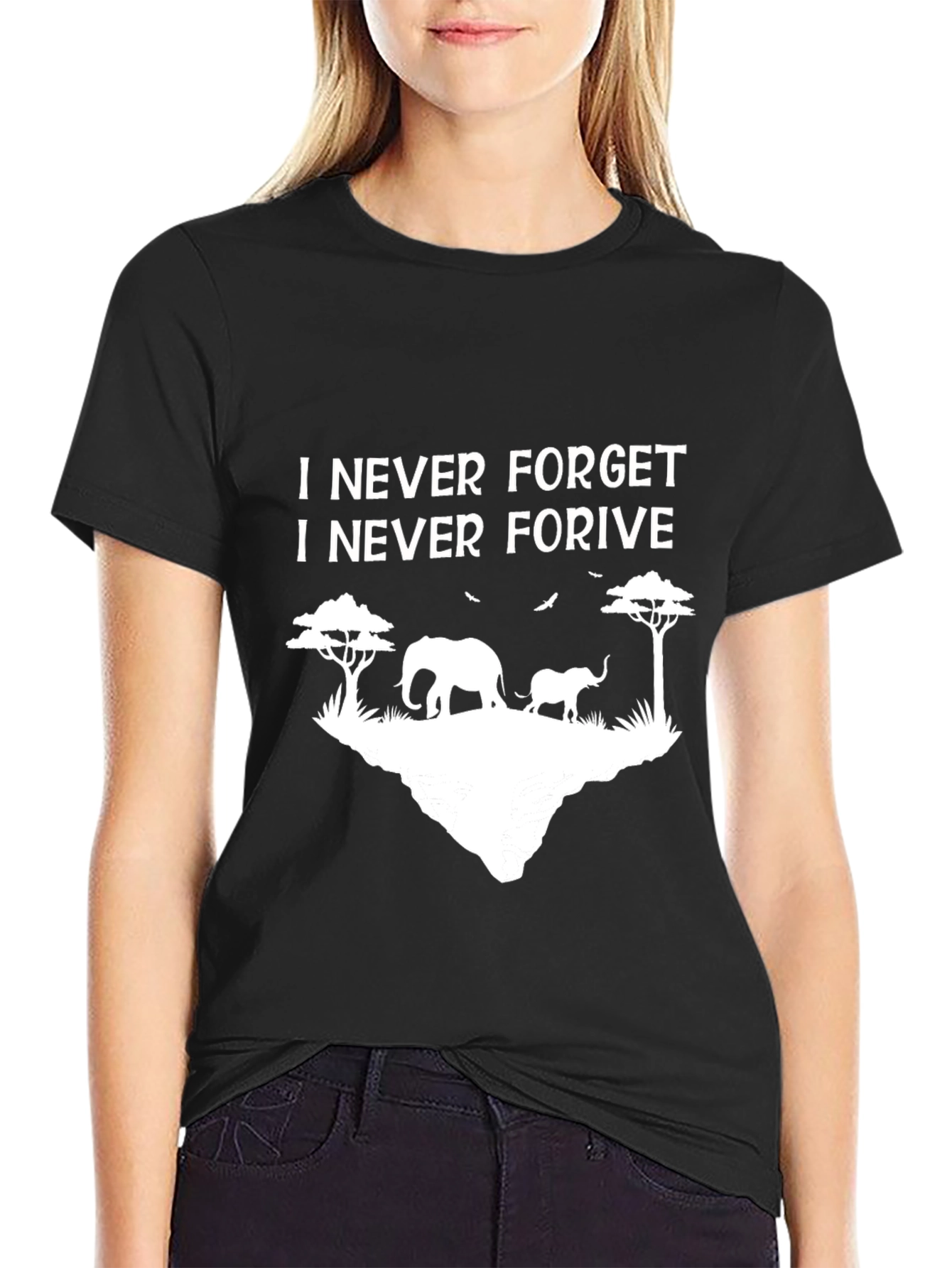 Camiseta Negra Nunca Olvido Nunca Perdono