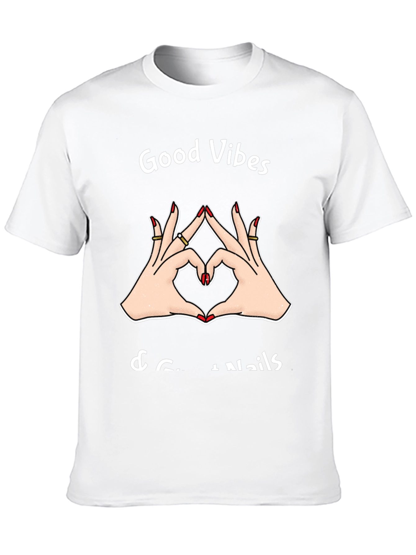 Camiseta Negra: Good Vibes & Great Nails