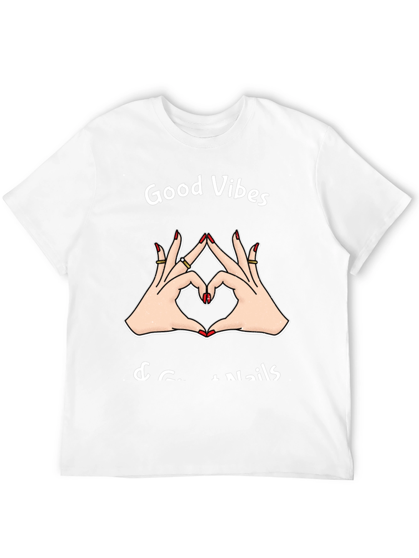Camiseta Negra: Good Vibes & Great Nails