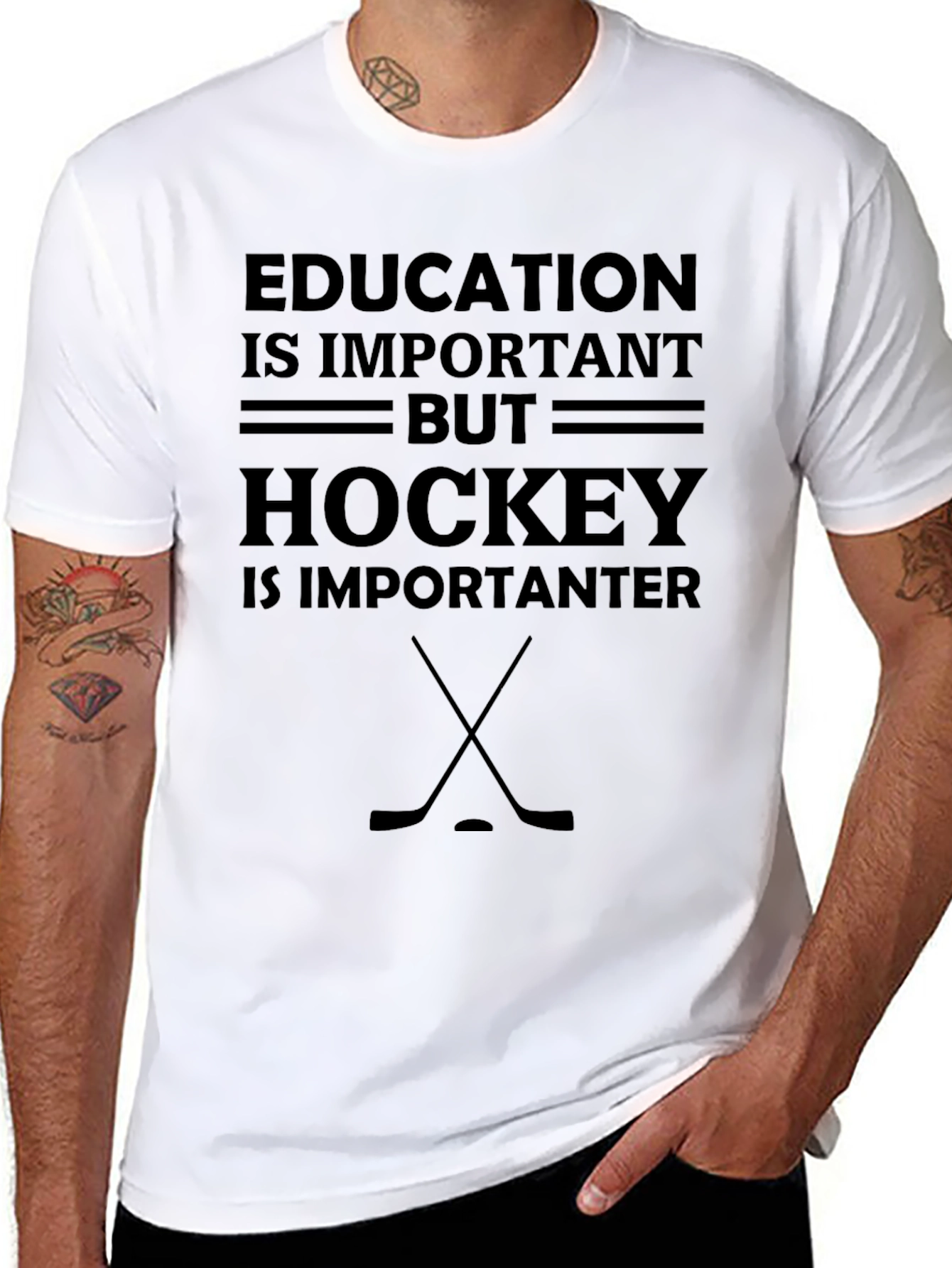 Camiseta Hombre Negra Hockey is Importanter