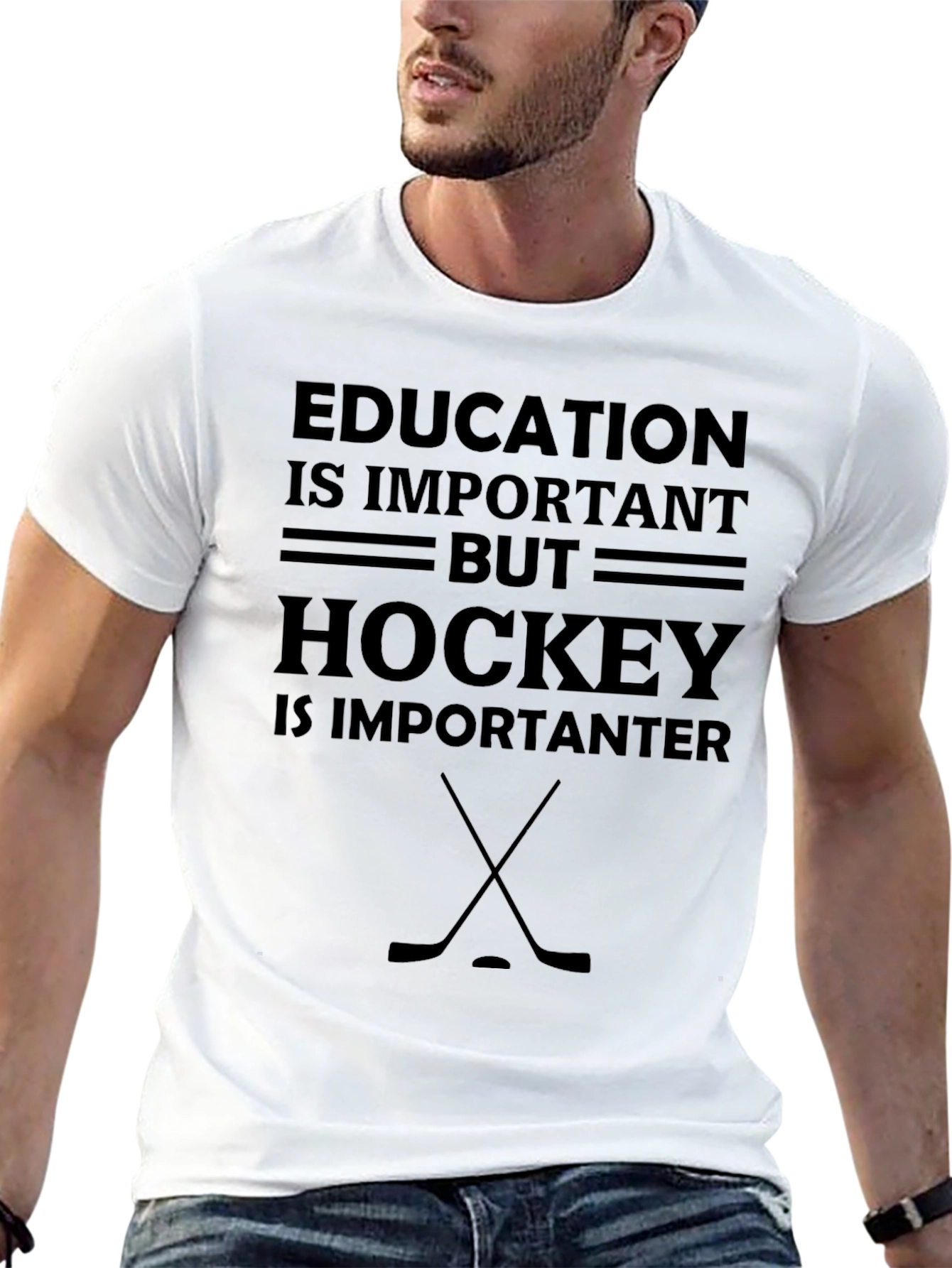 Camiseta Hombre Negra Hockey is Importanter