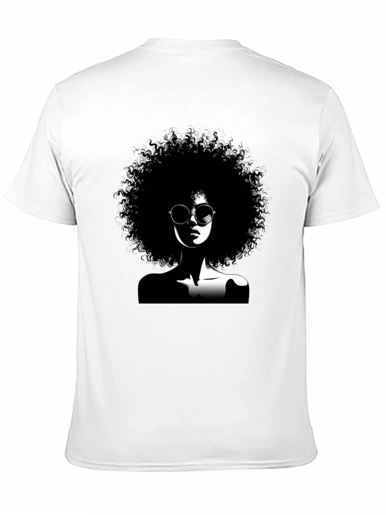 Camiseta Negra con Diseño Afro y Gafas