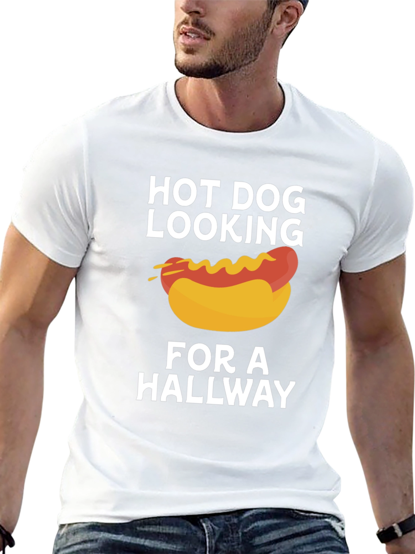 Camiseta Negra: Hot Dog Buscando un Pasillo