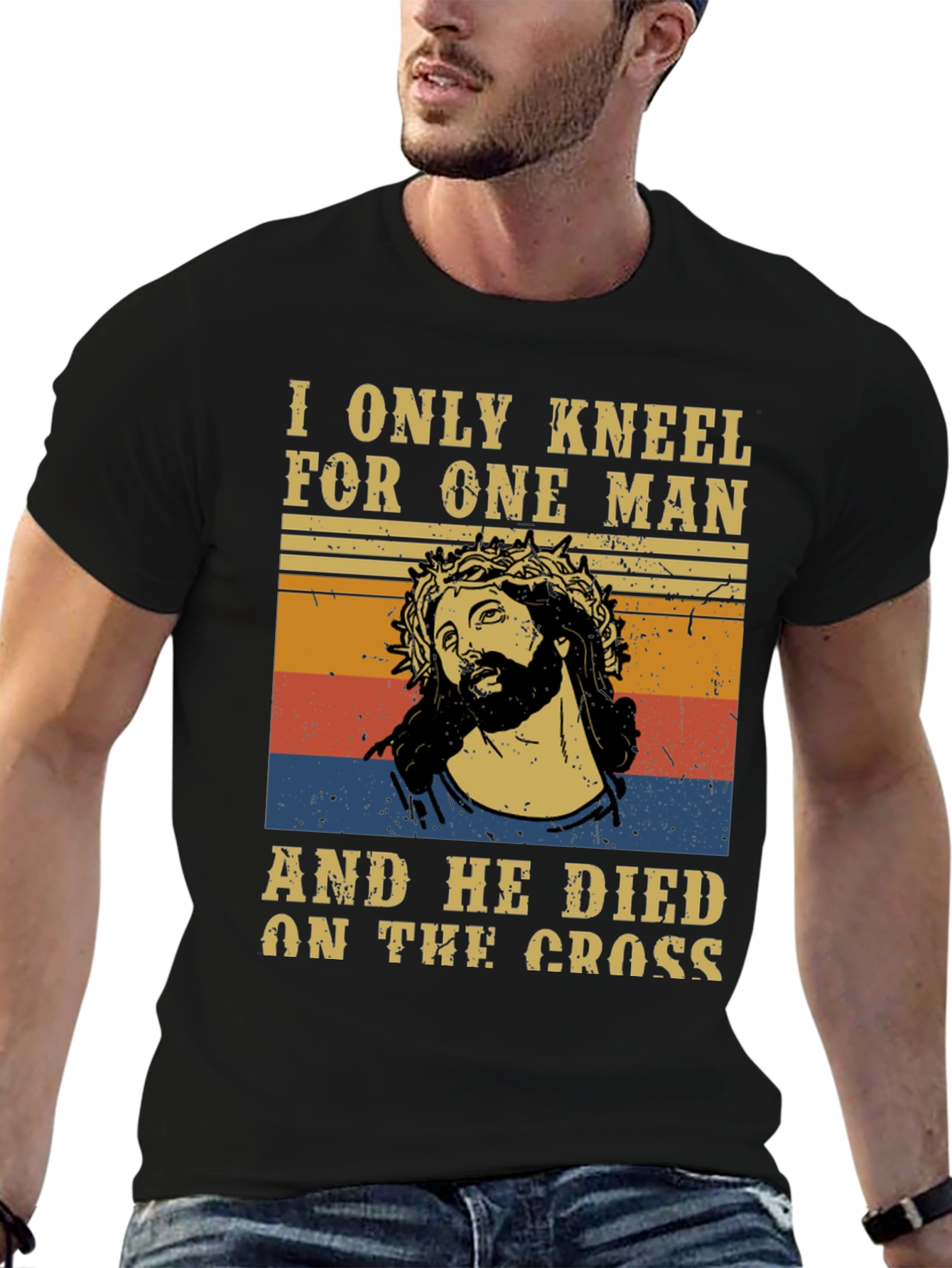 Camiseta Hombre: Solo me arrodillo ante uno
