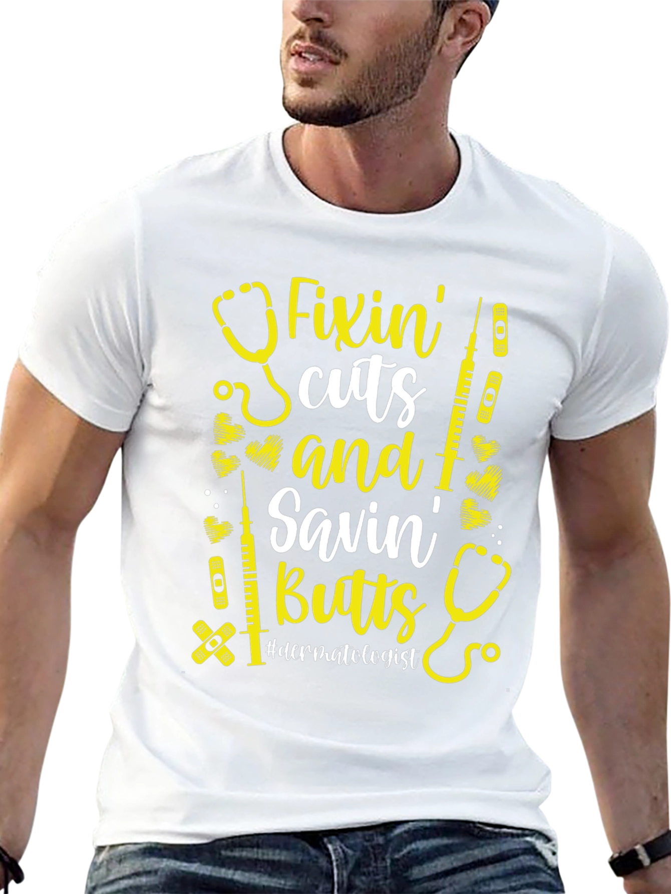 Camiseta Negra: Fixin Cuts & Savin Butts Dermatólogo
