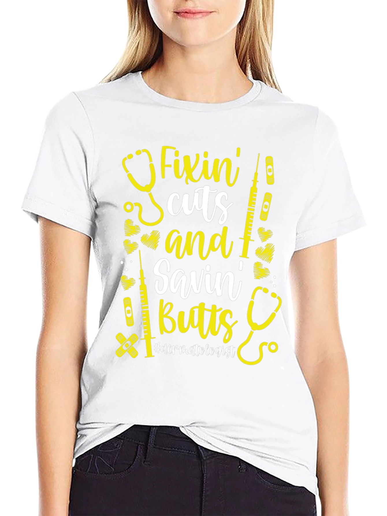 Camiseta Negra: Fixin Cuts & Savin Butts Dermatólogo
