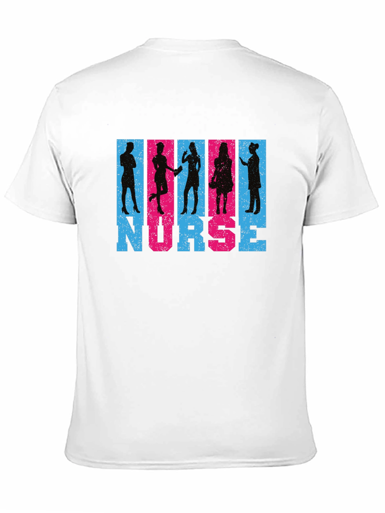 Camiseta Negra Nurse Diseño Siluetas Personalizadas