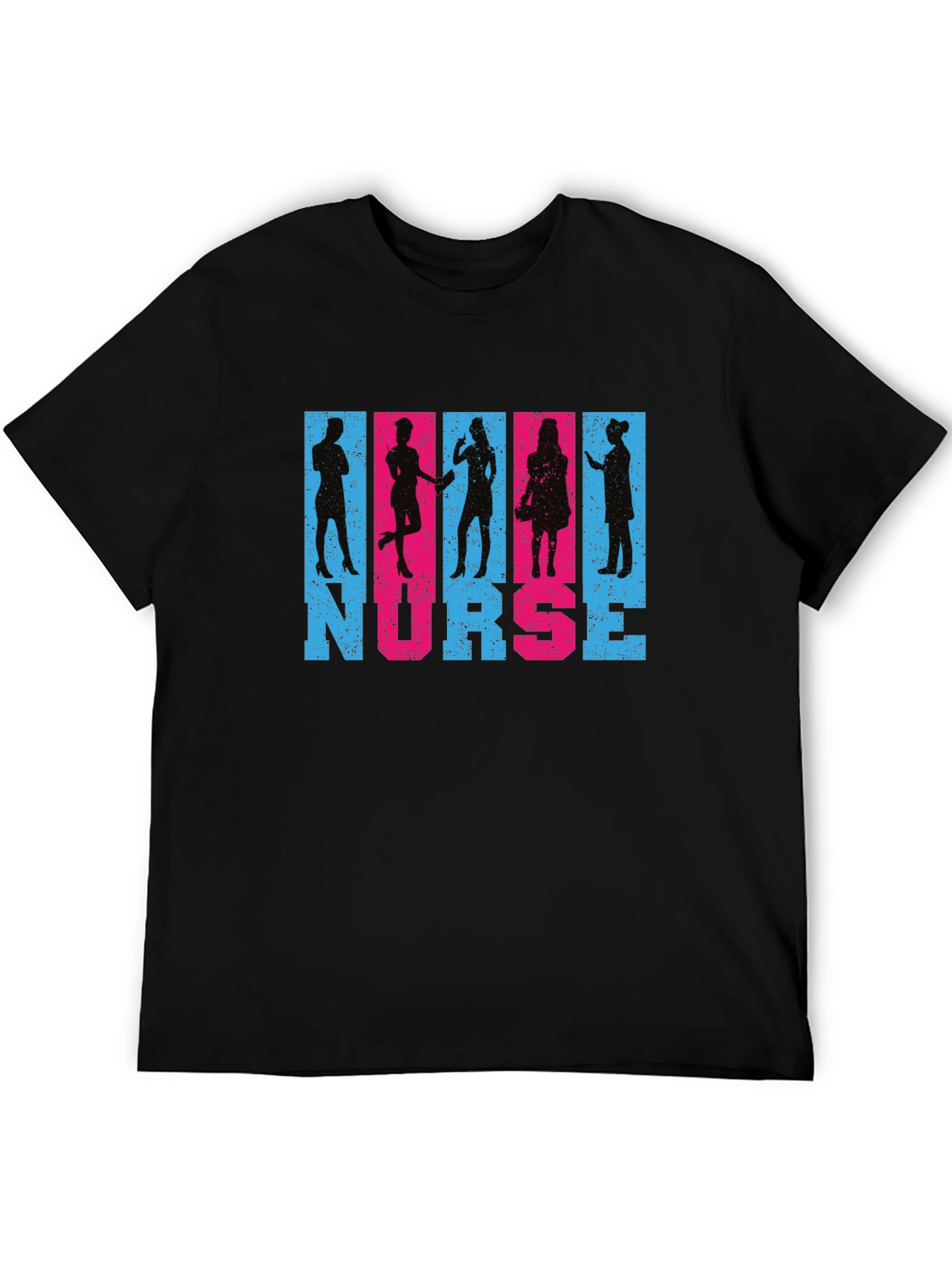 Camiseta Negra Nurse Diseño Siluetas Personalizadas
