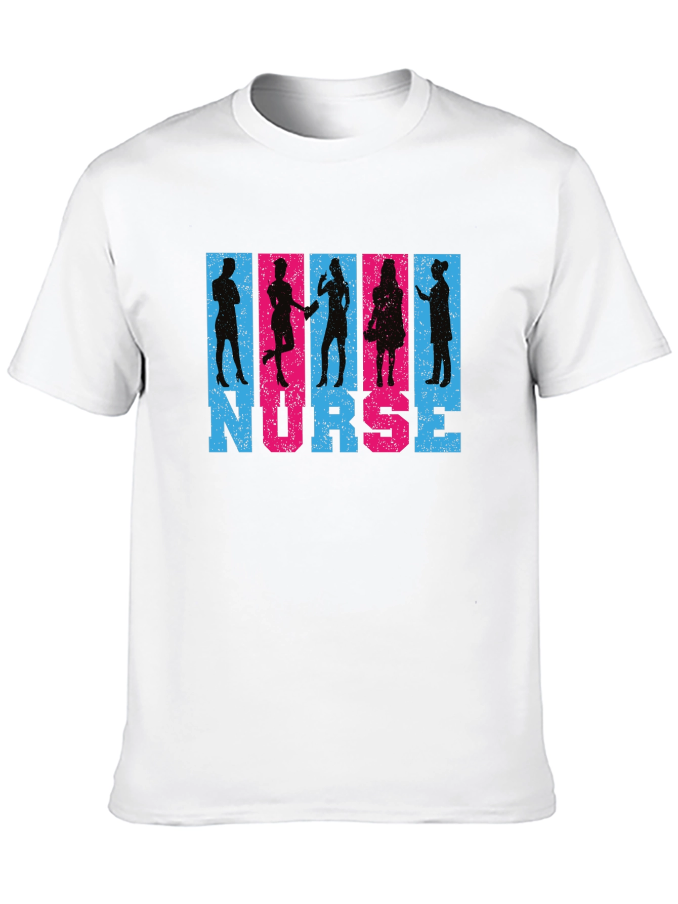 Camiseta Negra Nurse Diseño Siluetas Personalizadas
