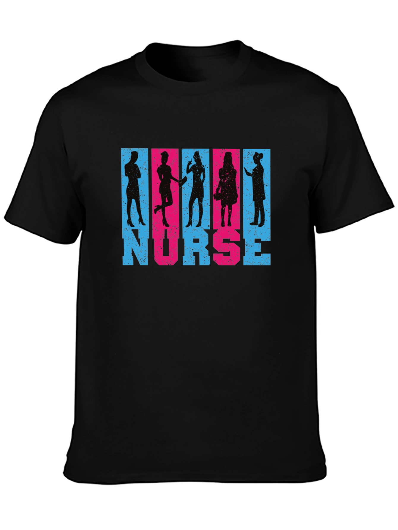 Camiseta Negra Nurse Diseño Siluetas Personalizadas