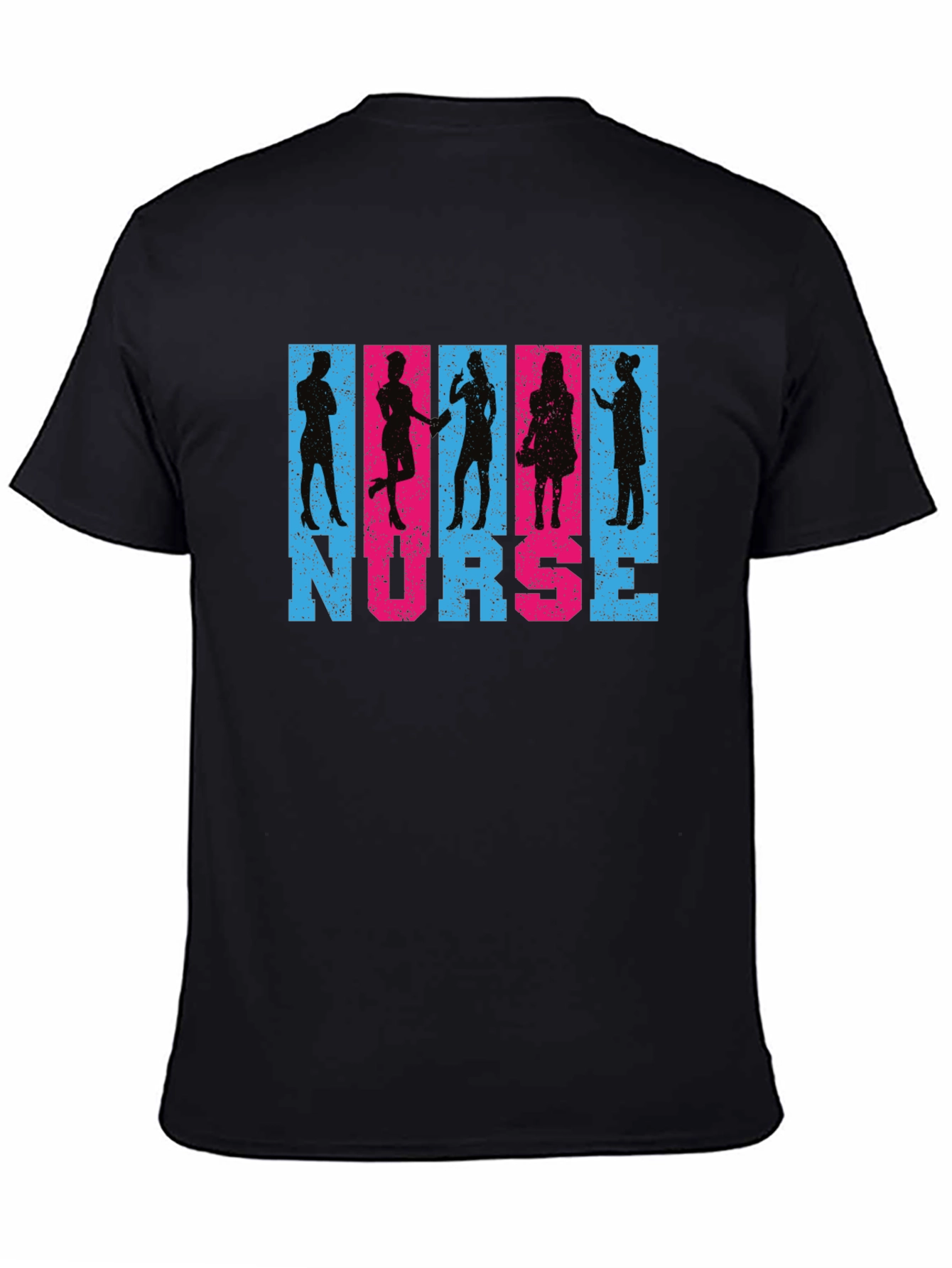 Camiseta Negra Nurse Diseño Siluetas Personalizadas