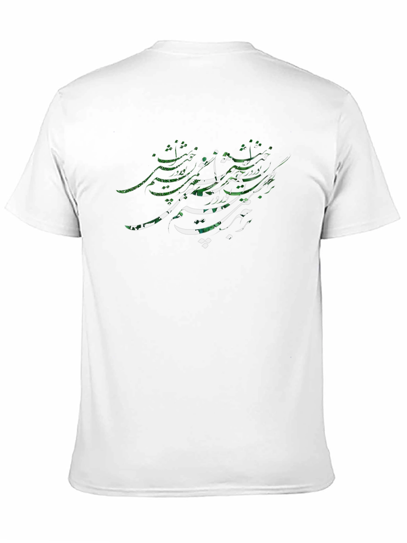 Camiseta Negra con Diseño Caligráfico Verde y Blanco