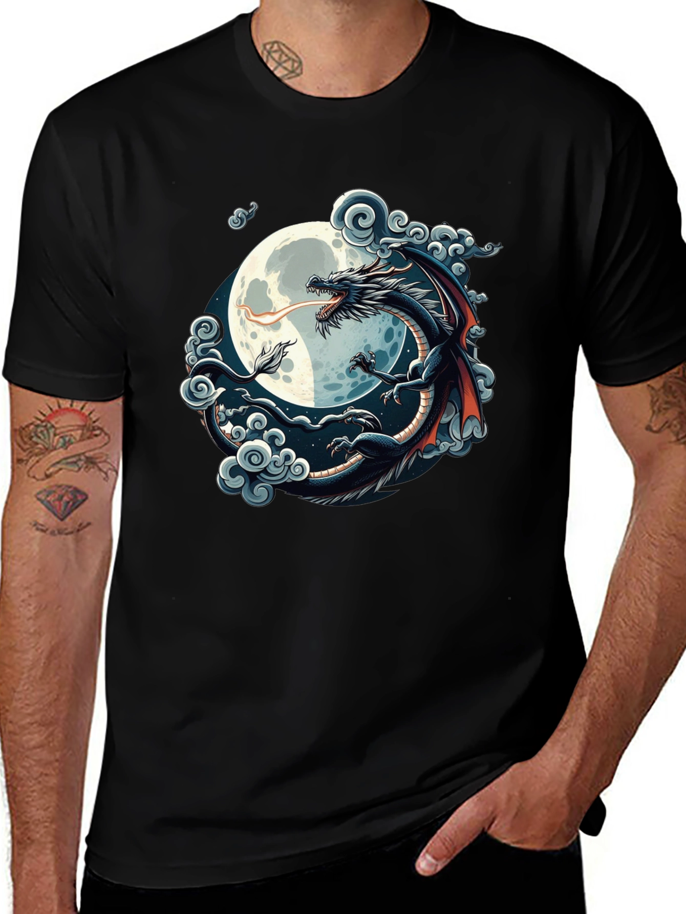 Camiseta Hombre Dragón Luna