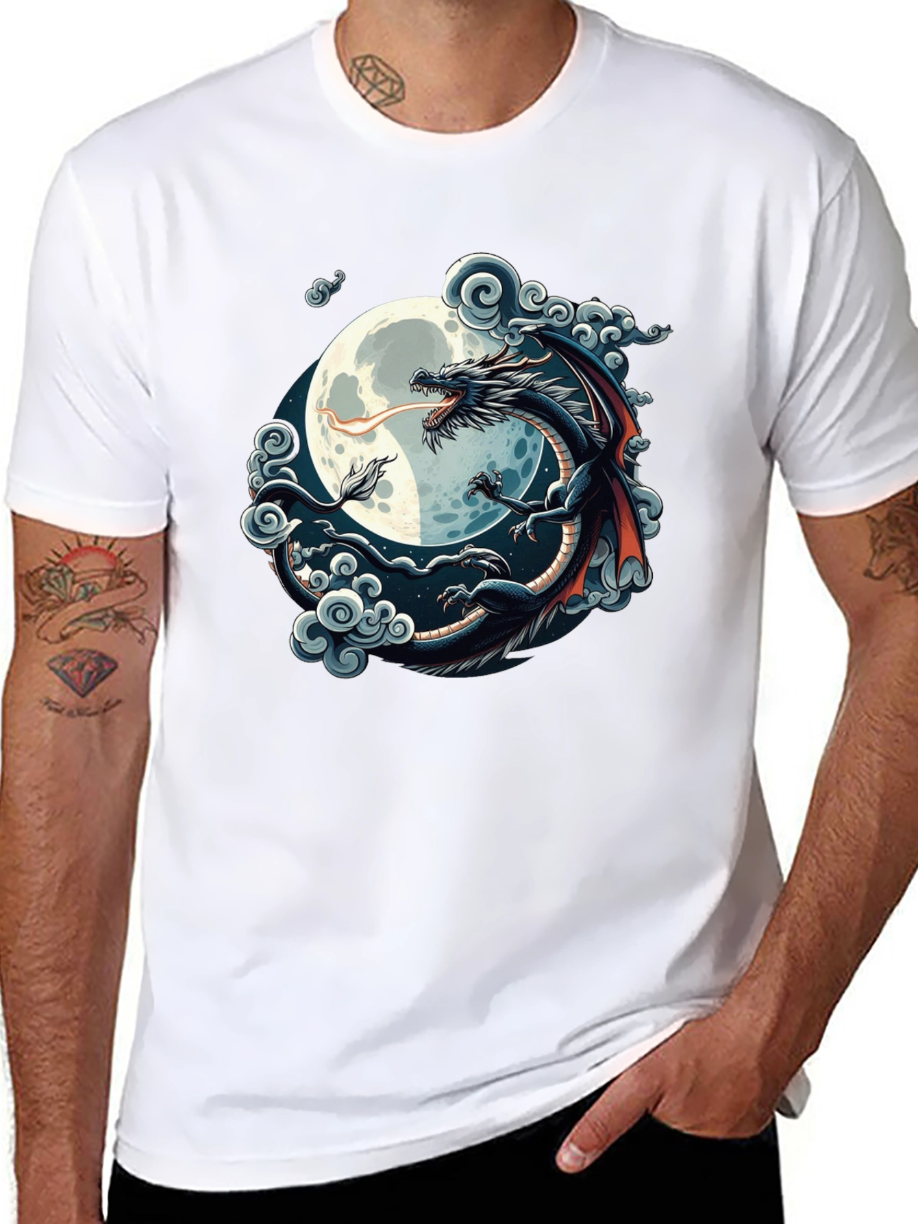 Camiseta Hombre Dragón Luna