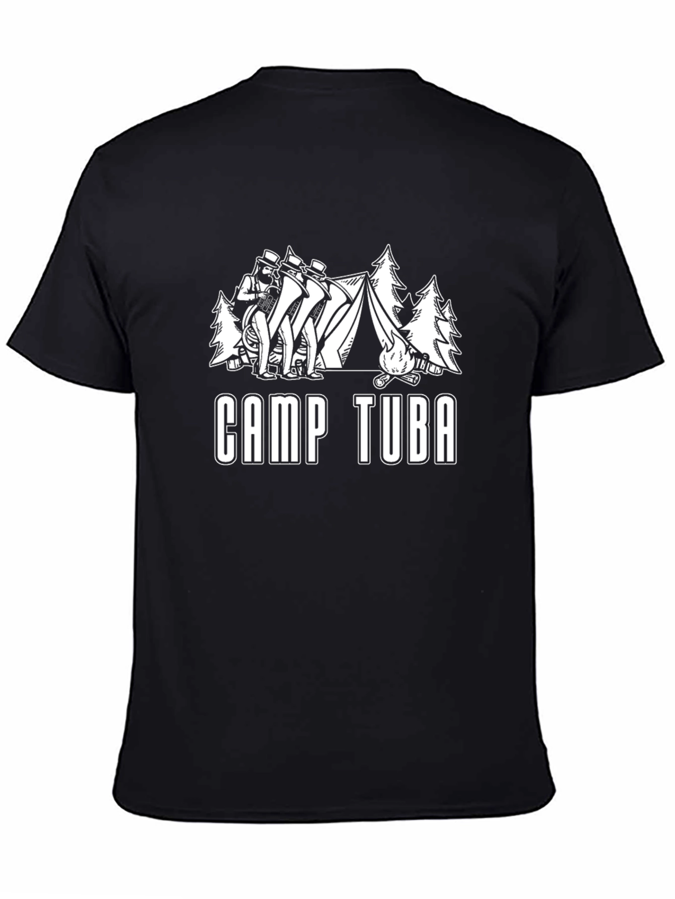 Camiseta Negra Camp Tuba para Amantes de la Música